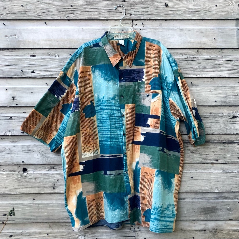 Vintage graphic painting women’s button down 3x